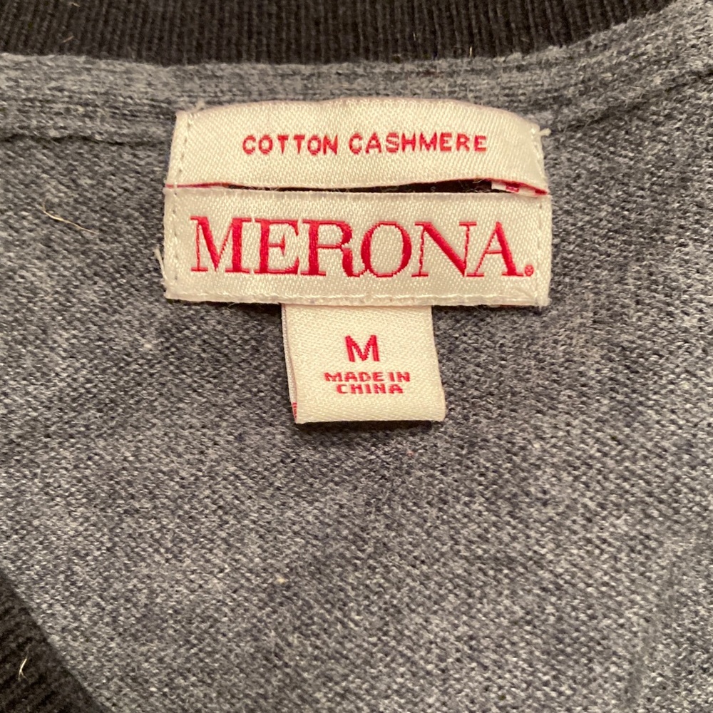 Dark Gray Cashmere Blend V-Neck Sweater Men Size Medium - Picture 7 of 11